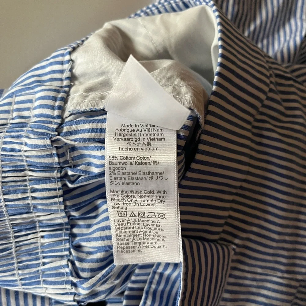 J.Crew Tie-waist short in cotton poplin, blue/white striped..size 4
